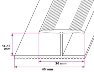 14-15 mm. dilatationsskinne - sidehullet 