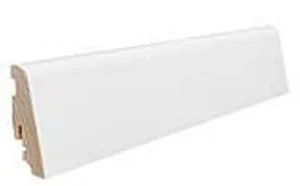 Hvidt fodpanel til parketgulv, 19 x 58 mm. (vandresistent)
