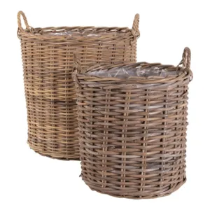 Indo, kurve i kubu rattan. Sæt á 2 stk.