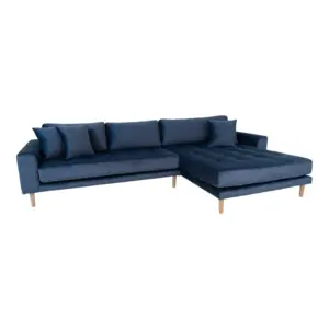 Lido Lounge Sofa - højrevendt i mørkeblåt velour
