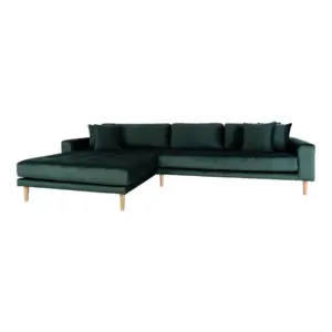 Lido Lounge Sofa - Sofa venstrevendt i mørkegrøn velour