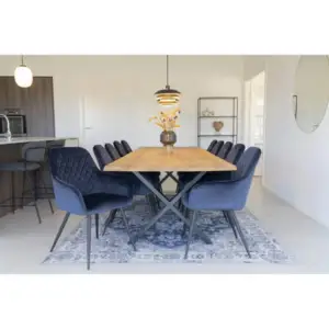 Spisebord Toulon med bølget kant i egetræ, 100x300 cm.