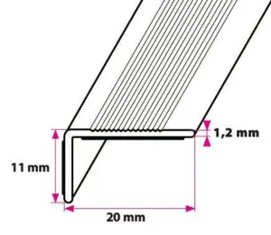 Vinkelprofil, 20 x 11 mm. mat alu. Selvklæbende 