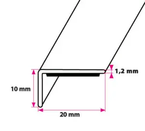 Vinkelprofil, 20 x 10 mm. hvid ask. Selvklæbende 