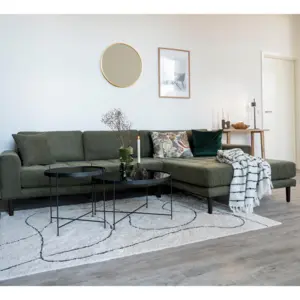 Lido Lounge Sofa - Sofa højrevendt i olivengrøn med fire puder