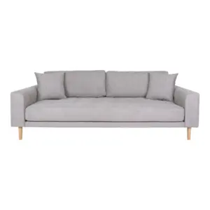 Lido 3 Personers Sofa, Lysegrå med to puder og natur træben