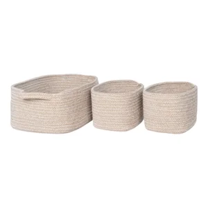 Teixo, kurve i beige bomuld. Sæt á 3 stk.