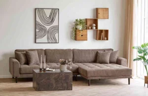 Lido Lounge Sofa, højrevendt i brun fløjl