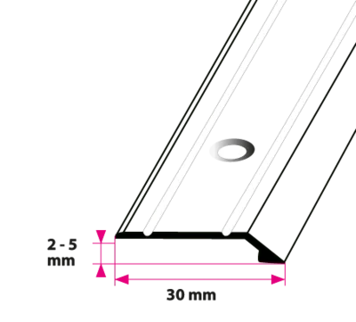 Overgangsprofil, 2-5 mm. med næb midthullet