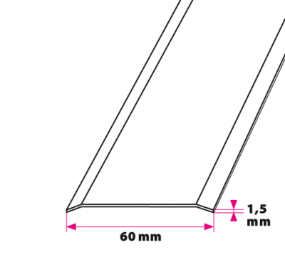 Overgangsprofil, 60 mm. u/huller 