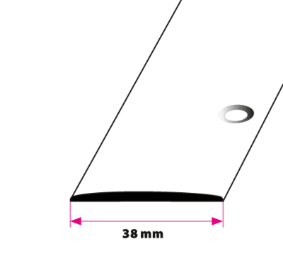 Overgangsprofil, 38 mm. buet sidehullet 