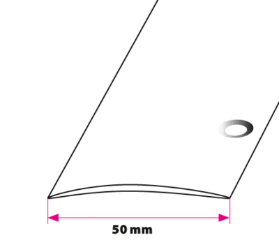 Overgangsprofil, 50 mm. buet sidehullet, mat alu. 