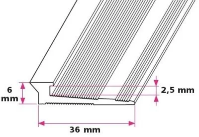 Afslutningsprofil, 2,5 mm. midthullet 