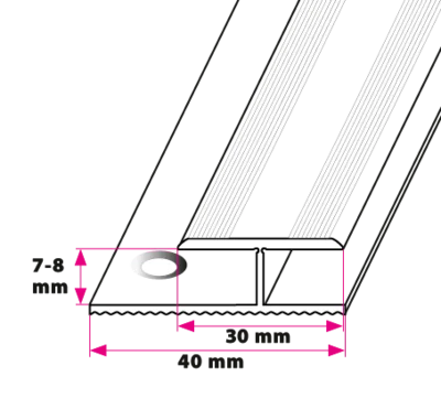 7-8 mm. dilatationsskinne - sidehullet 