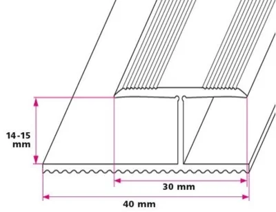 14-15 mm. dilatationsskinne - sidehullet 