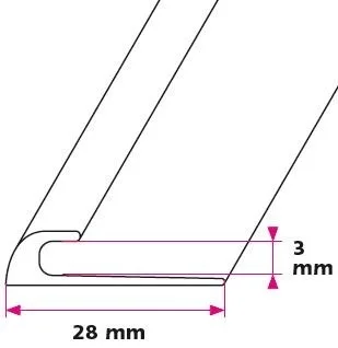 Afslutningsprofil, 3 mm. midthullet 