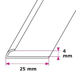 Klemmeprofil, 4 mm. u/huller