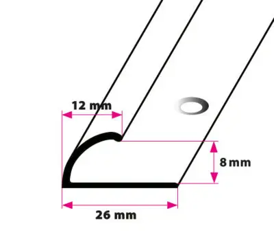 Klemmeprofil, 8 mm. midthullet 
