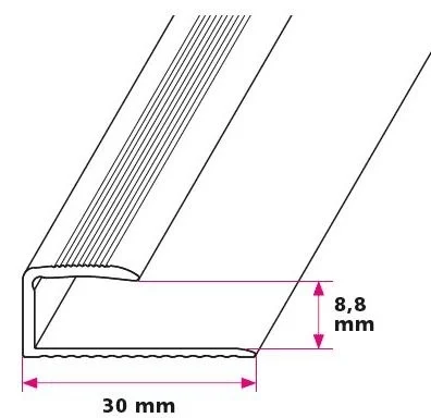 Afslutningsprofil, 7-9 mm. u/huller