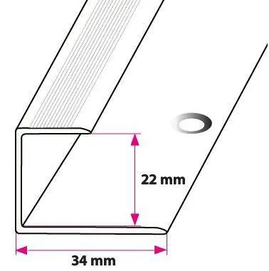 Afslutningsprofil, 21-22 mm. sidehullet 