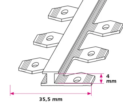 4 mm. Bøjelig Afslutningsprofil - midthullet 
