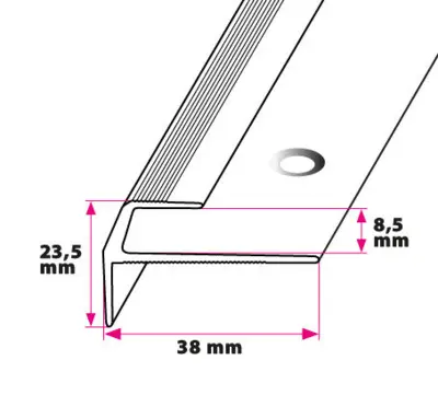 Trappeafslutning, 8,5 mm. midthullet 