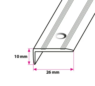 Vinkelprofil, 26x10 mm. midthullet