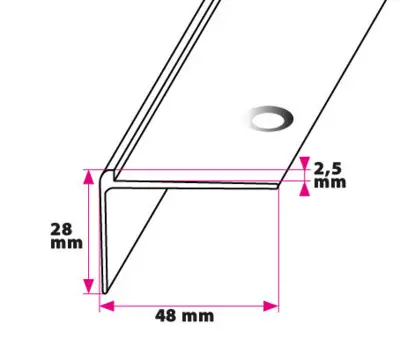 Trappeforkant til 2,5 mm. linoleum midthullet