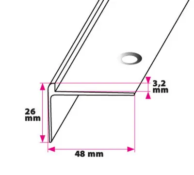Trappeforkant til 3,2 mm. linoleum, stor - midthullet 