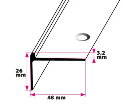 Trappeforkant til 3,2 mm. linoleum, stor - midthullet