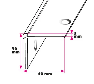 Trappekantprofil 3mm. 2 sidet til linoleum - midthullet