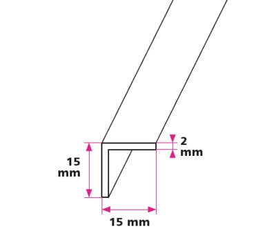 15 x 15 x 2 mm vinkelprofil - u/huller