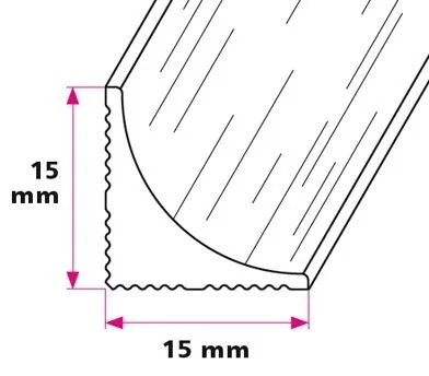 Hulkehlliste 15 x 15 mm. 