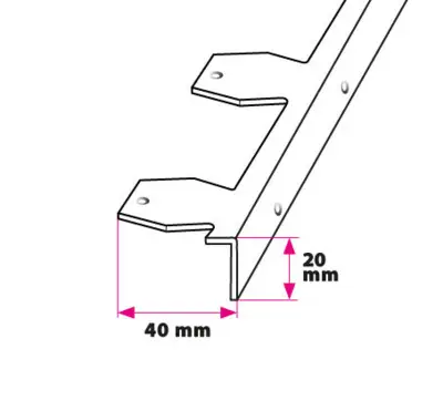 20 mm. Reparationsvinkel 