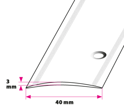 Overgangsprofil HD, 40 mm. buet sidehullet