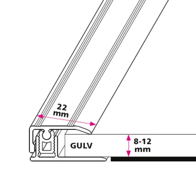 Afslutningsprofil 8-12 mm. - kliksystem