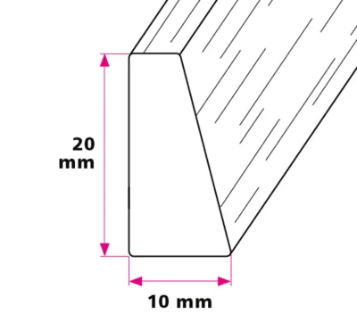 Bordpladeprofil 10 x 20 mm. - Børstet u/huller 