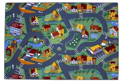Gulvtæppe med vejbaner - Little Village