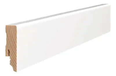 Hvidt fodpanel til parketgulv, 16 x 58 mm. (vandresistent) -