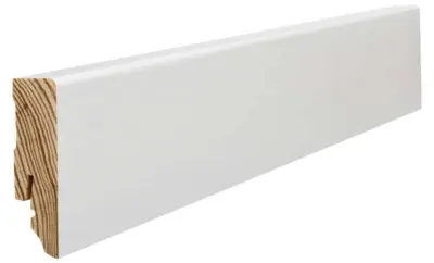 Hvidt fodpanel til parketgulv, 16 x 58 mm. (vandresistent) -