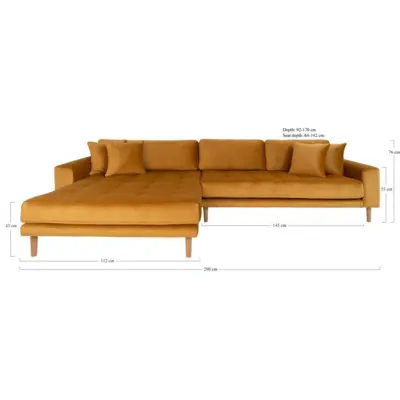 Lido Lounge Sofa - venstrevendt i sennepsgul velour