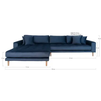 Lido Lounge Sofa - venstrevendt i mørkeblåt velour - UDSOLGT TIL UGE 33