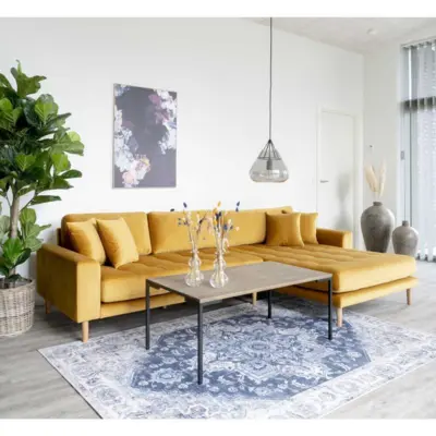 Lido Lounge Sofa - højrevendt i sennepsgul velour 