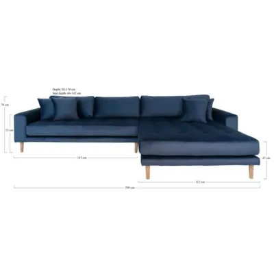 Lido Lounge Sofa - højrevendt i mørkeblåt velour