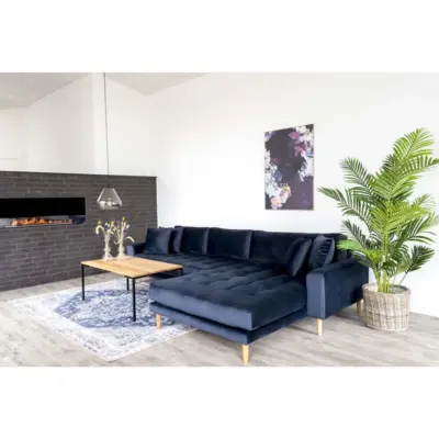 Lido Lounge Sofa - højrevendt i mørkeblåt velour
