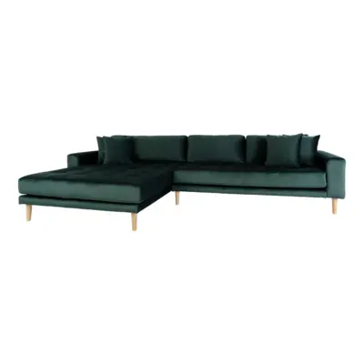 Lido Lounge Sofa - Sofa venstrevendt i mørkegrøn velour