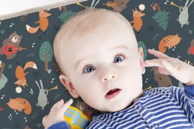 Dobbeltsidet Blødt Baby legetæppe - Forest