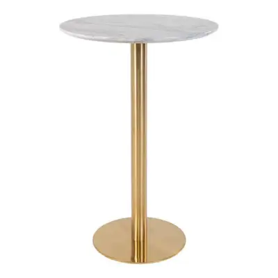 Bolzano Barbord med top i hvidt-marmor-look, messing stel