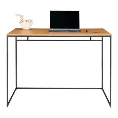Vita Skrivebord med sort ramme og egetræslook bordplade