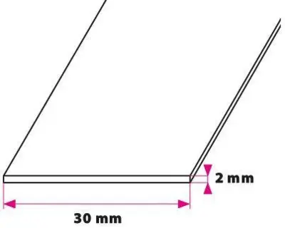 30x2 mm. flad profil - u/huller